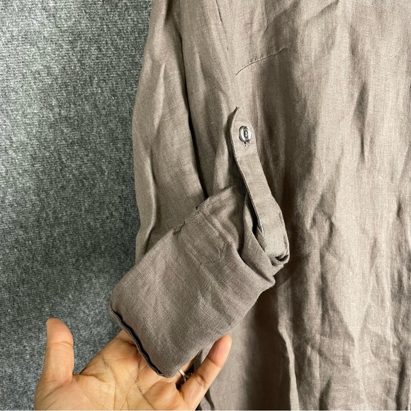 New Finley XL Linen Dress Minimal Quiet Luxury Capsule Wardrobe Neutral Brown - Picture 3 of 10